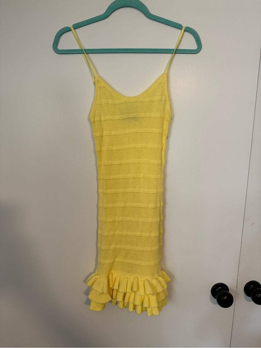White Fox Boutique Yellow Ruffle-Hem Mini Dress